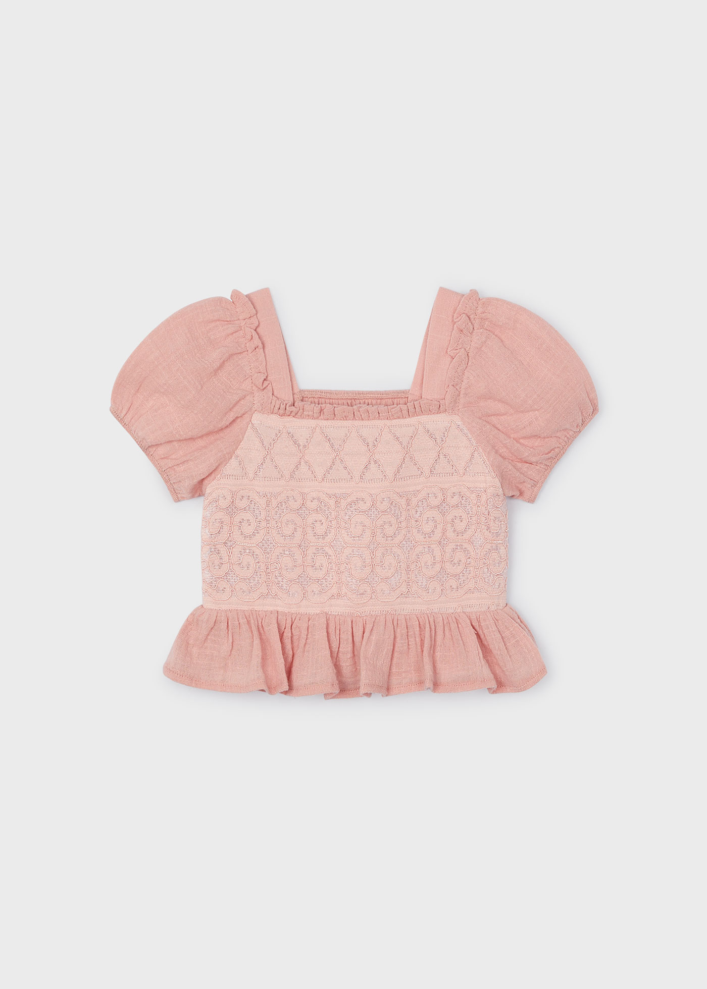 Blusa Combinata Uncinetto Bambina Nude Mayoral