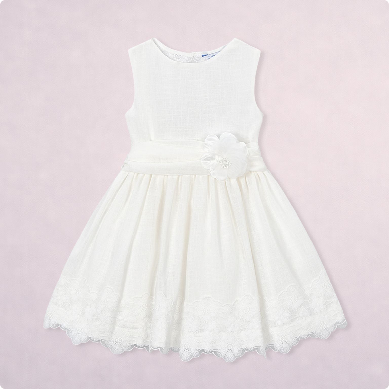 Vestido de ceremonia encaje para niña crudo | Mayoral ®