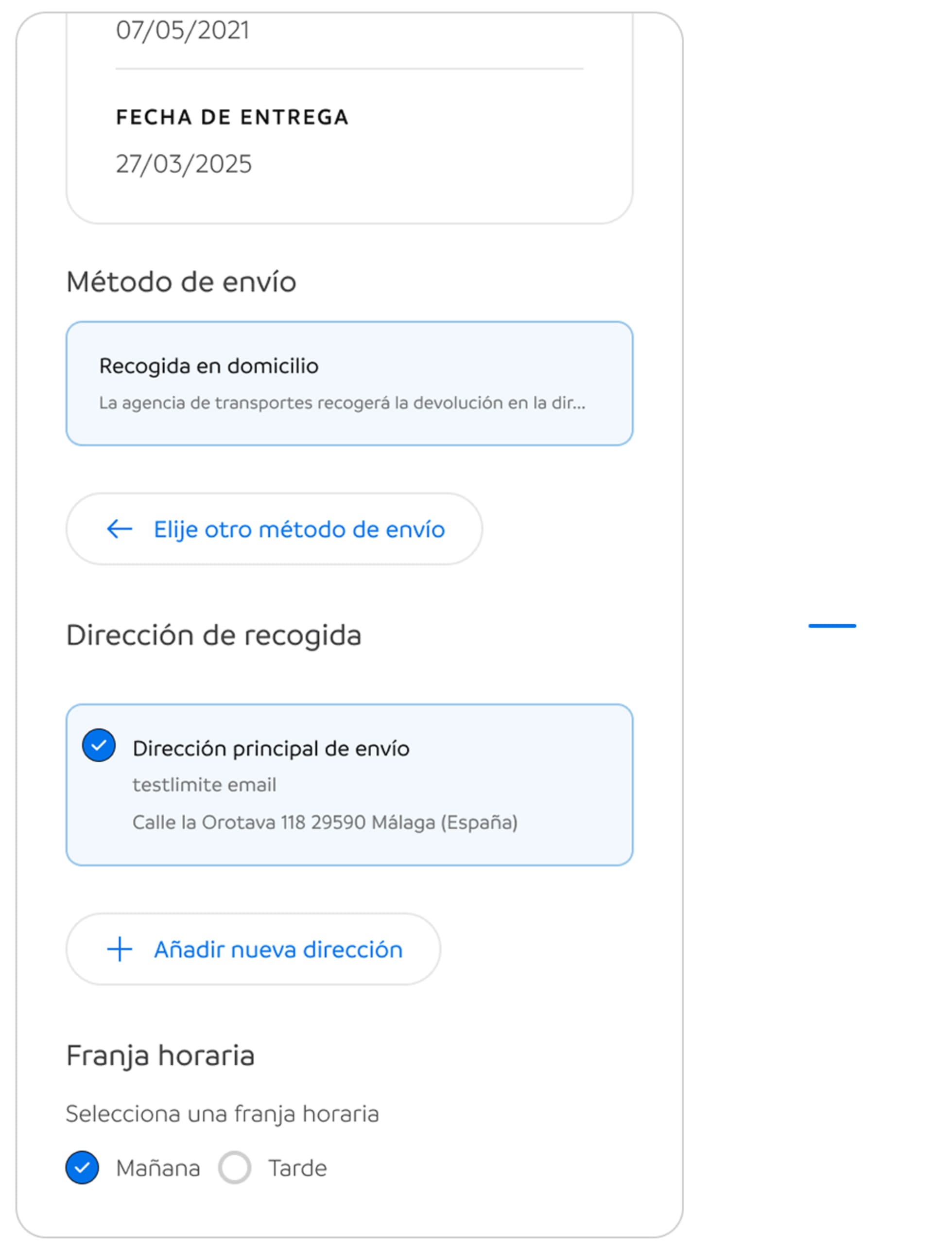 Opción 1. Devolución en domicili