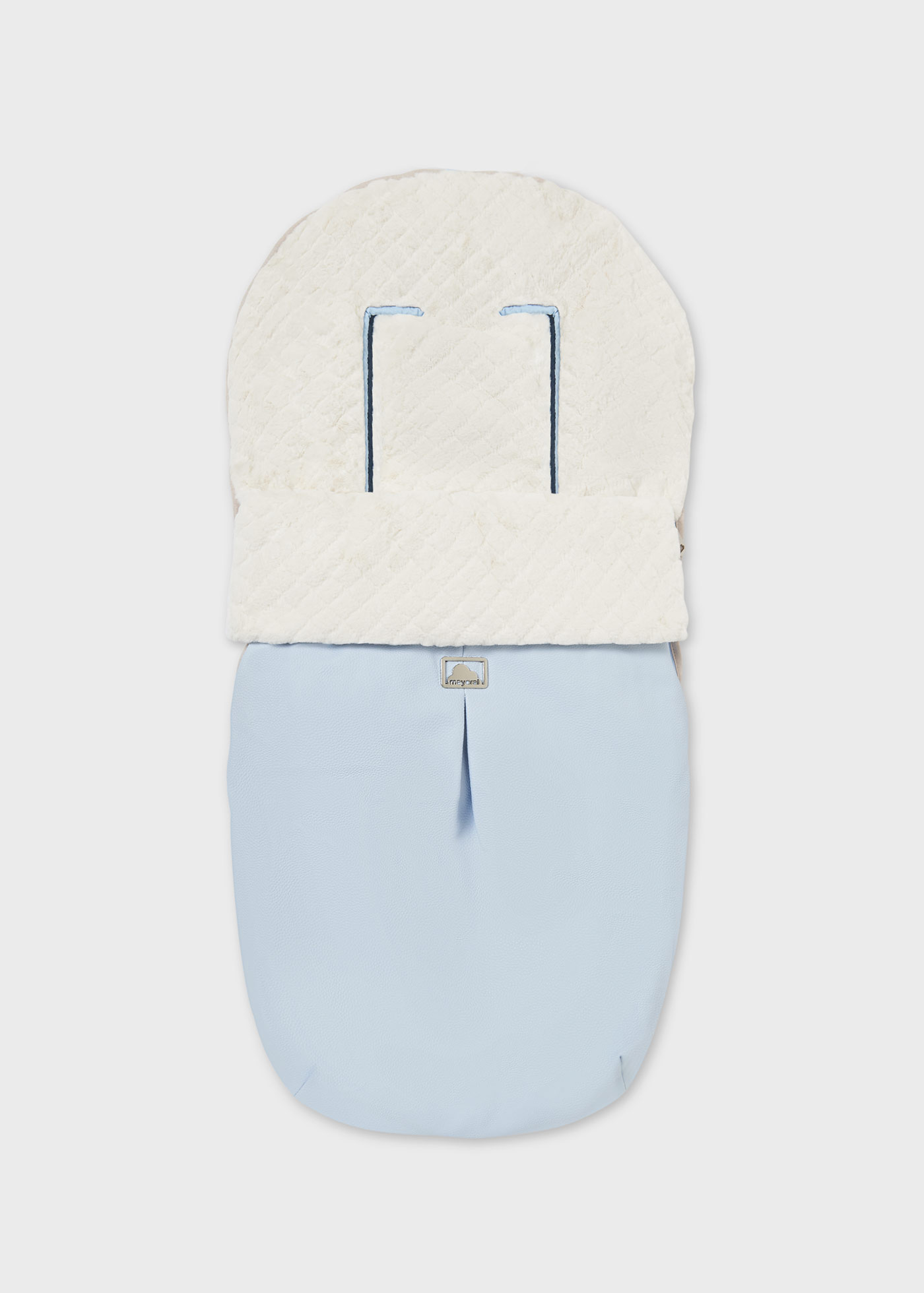 Leatherette and fur footmuff for baby