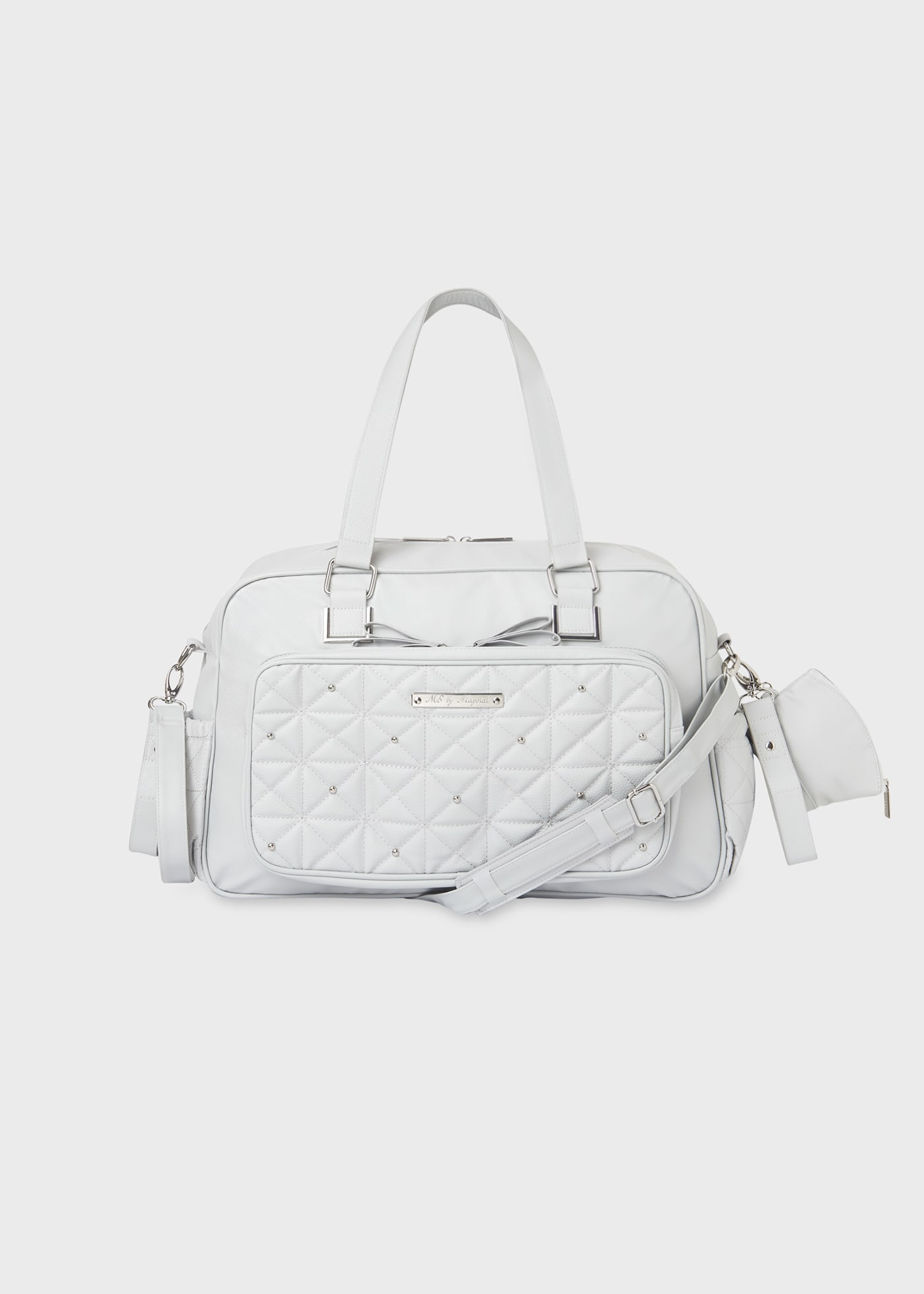 Changing bag with appliques and dummy holder