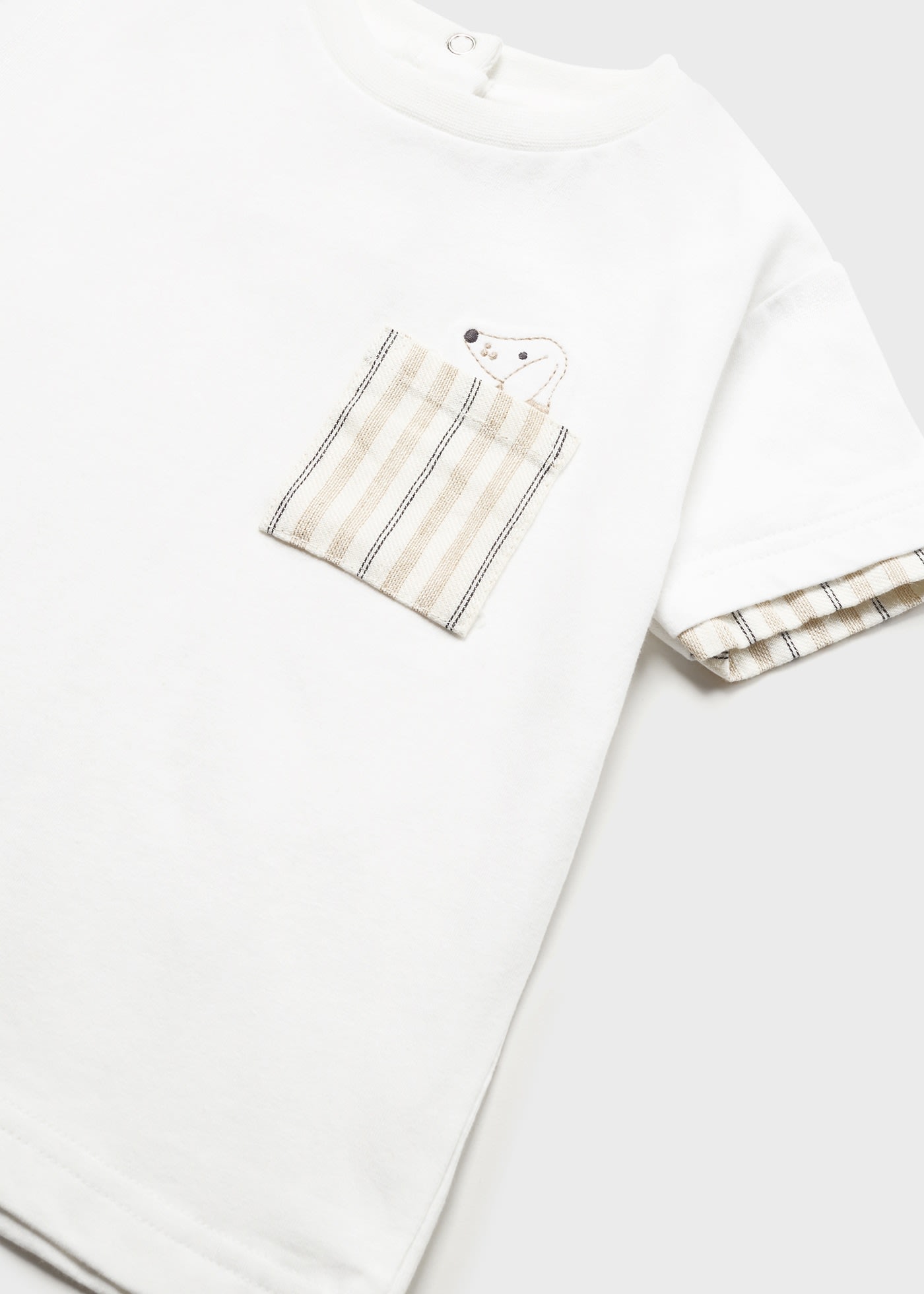 Camiseta manga corta con bordado de algodón para bebé