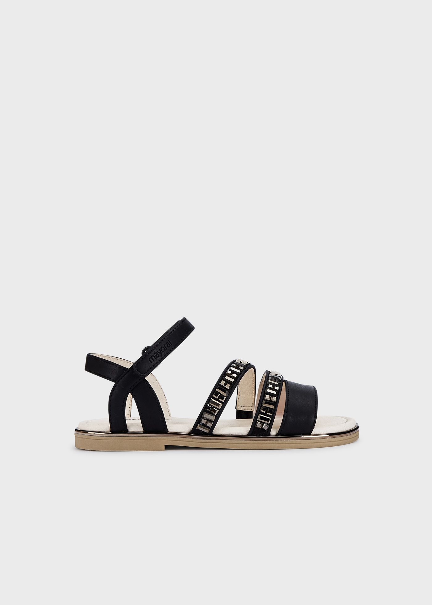 Shinny sandals with velcro girl