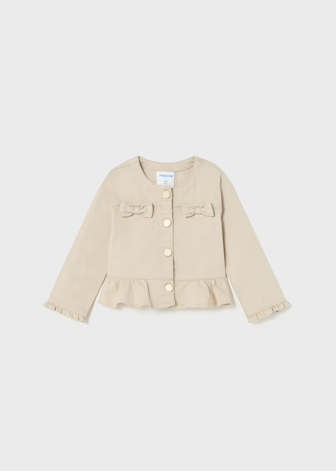 Sustainable cotton jacket with decorative bows baby