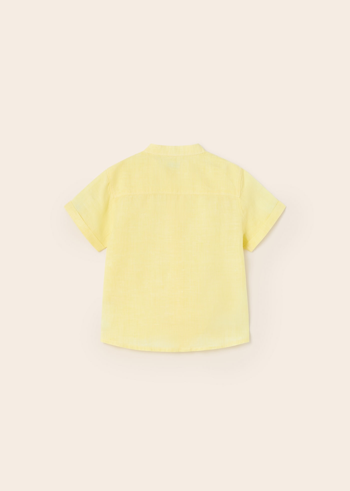 Camicia manica corta con ricamo e colletto alla coreana neonato