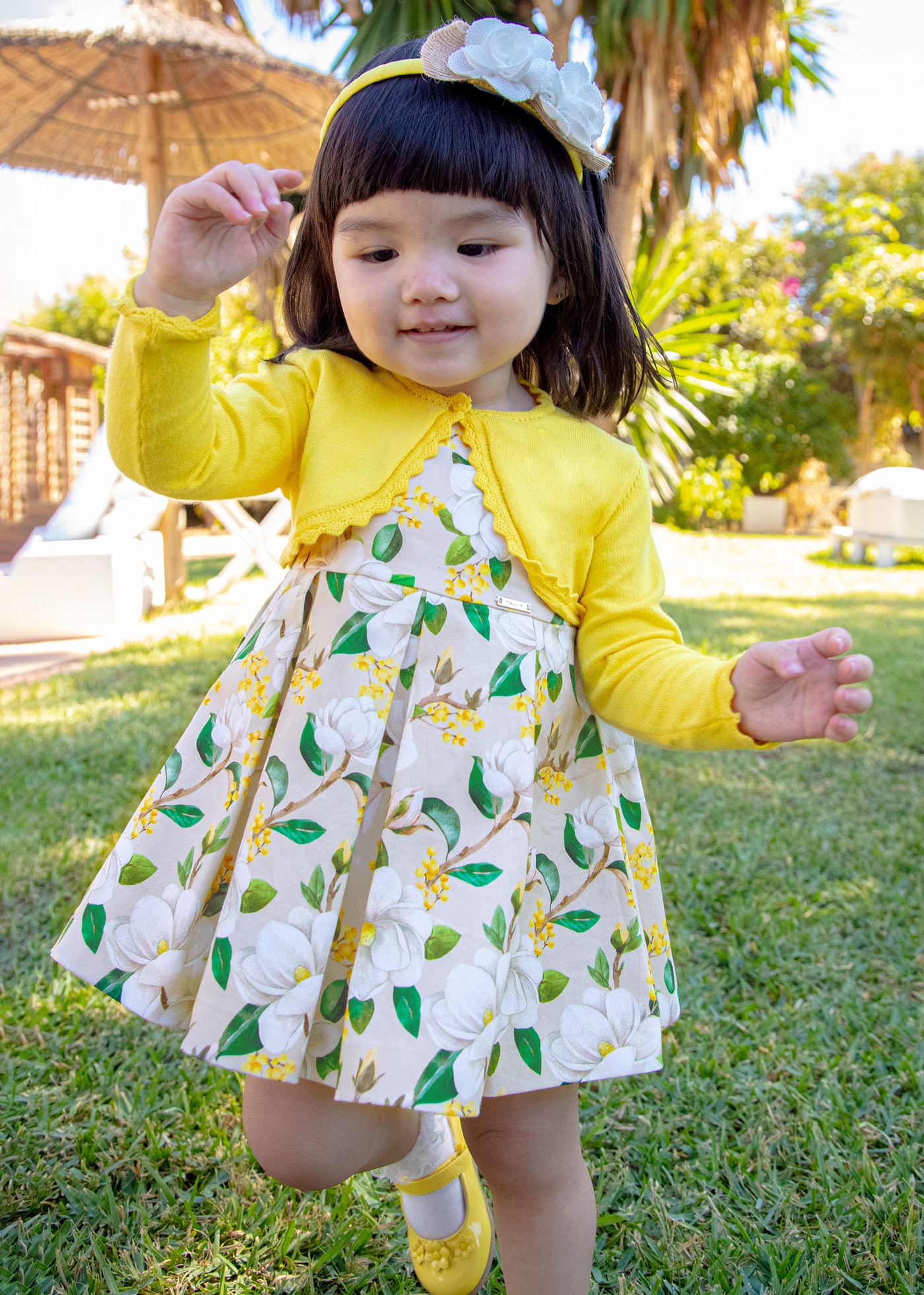 Suposición Registro calculadora Vestido satinado con estampado floral de algodón para bebé | Mayoral ®