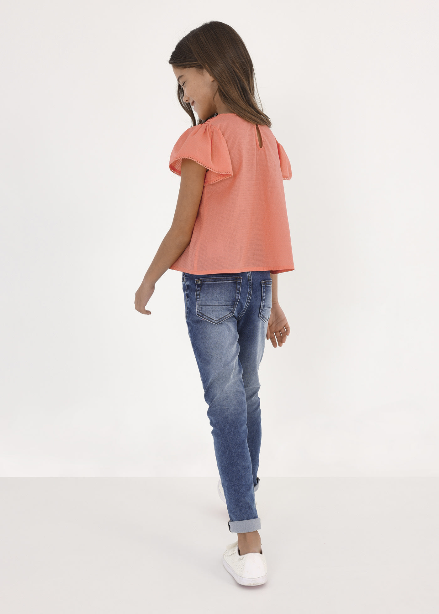 Kurzarm Tunika-Bluse aus Baumwolle Teenager Mädchen