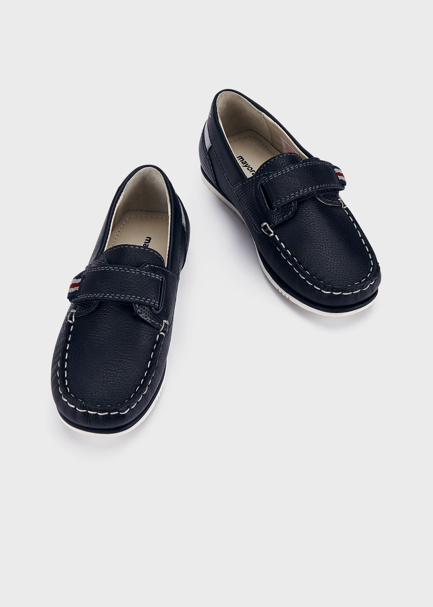Leather boat shoes with velcro boy