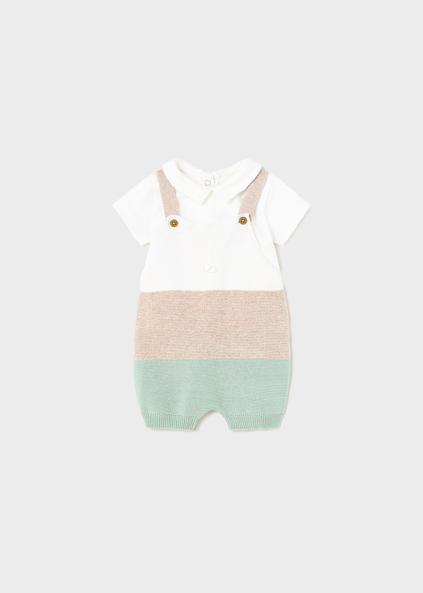 Peto de tricot con camiseta de algodón para recién nacido