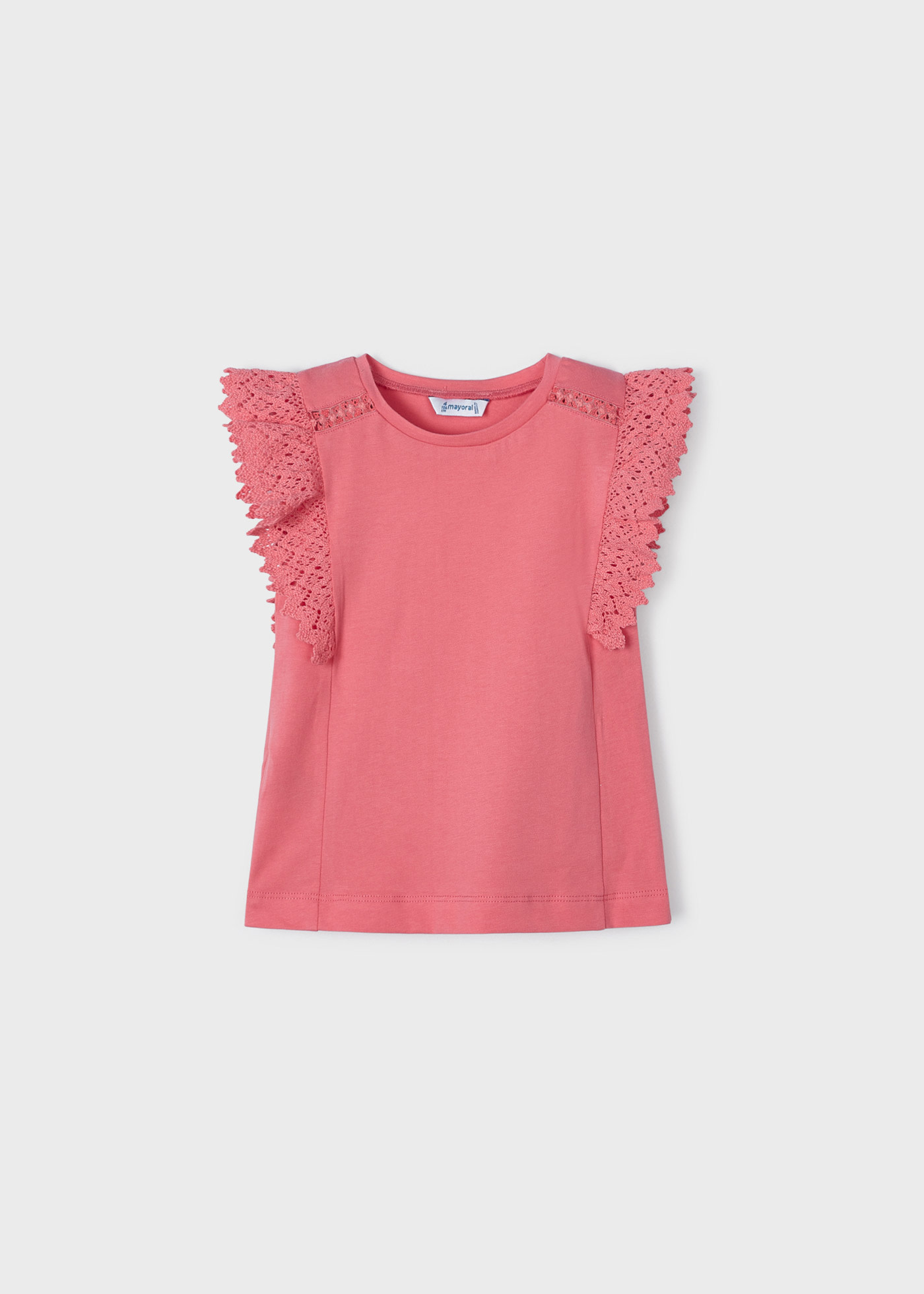 Ruffled Cotton Short Sleeve T-shirt Girl