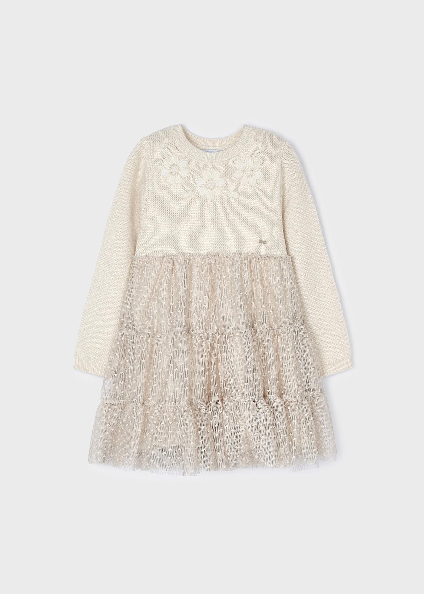 | applique Tulle ® girl dress knit floral Mayoral