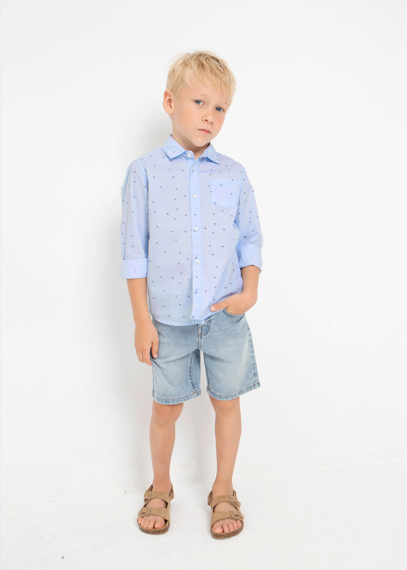 Sustainable cotton shorts with adjustable waistband boy