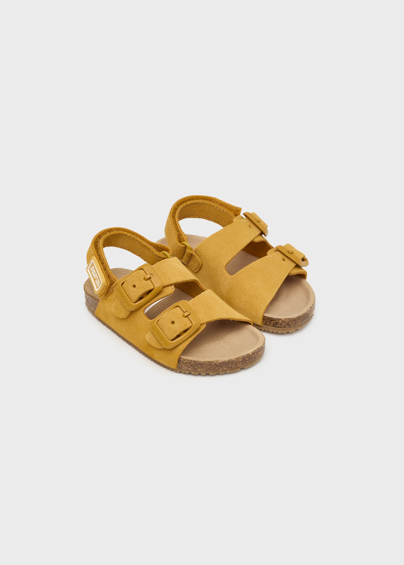 Leather sandals with triple velcro baby
