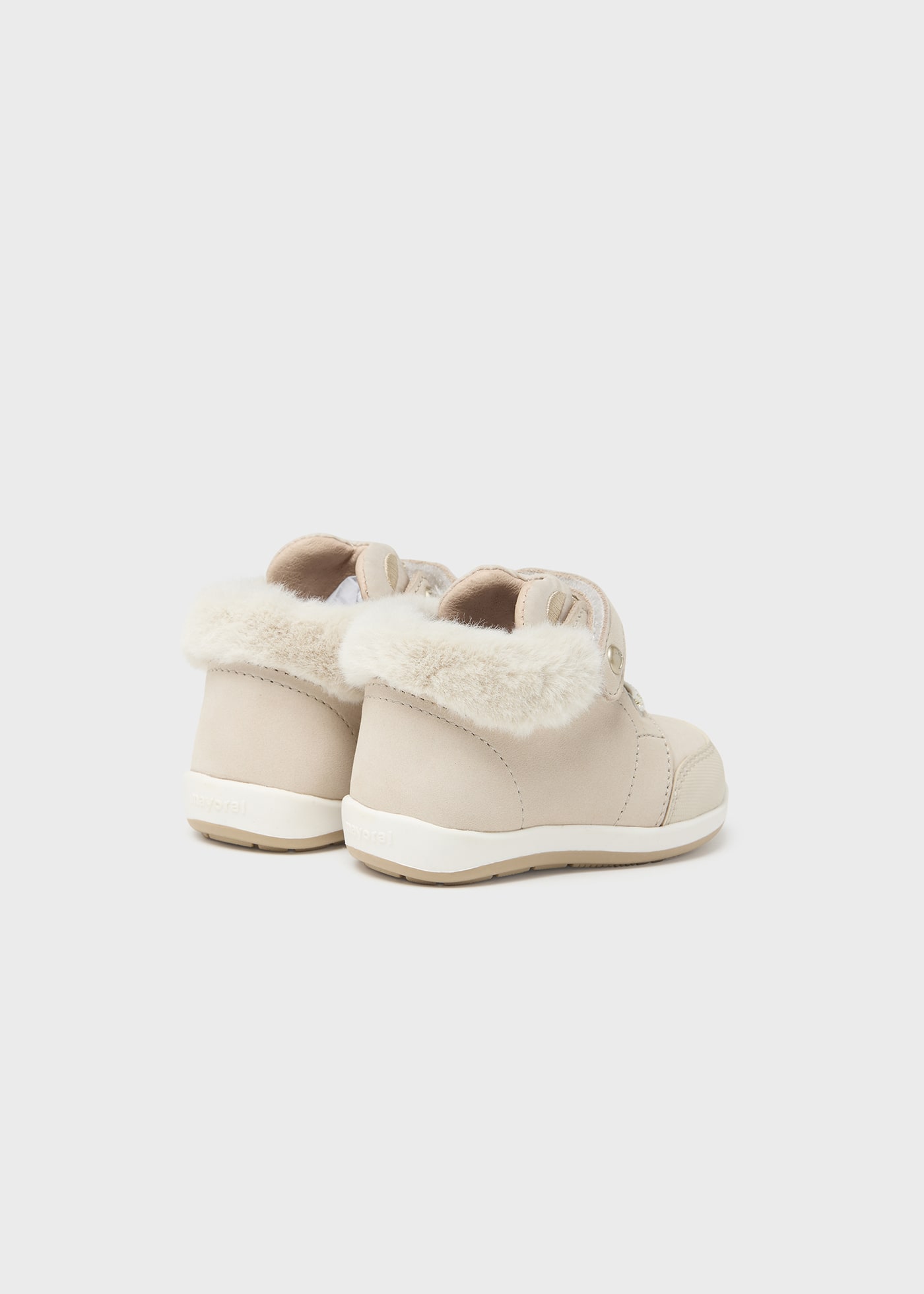 Baby fur ankle boots sustainable leather