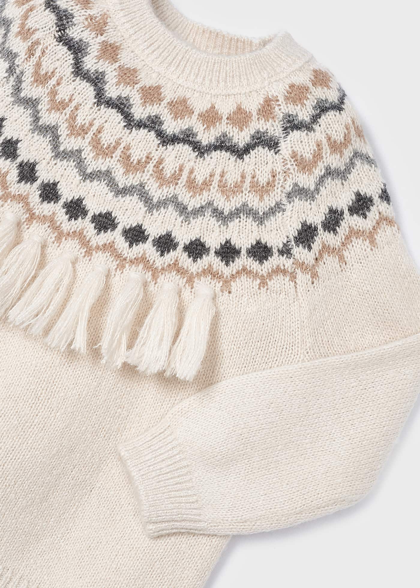 Jacquard knit sweater fringe detail girl | Mayoral ®