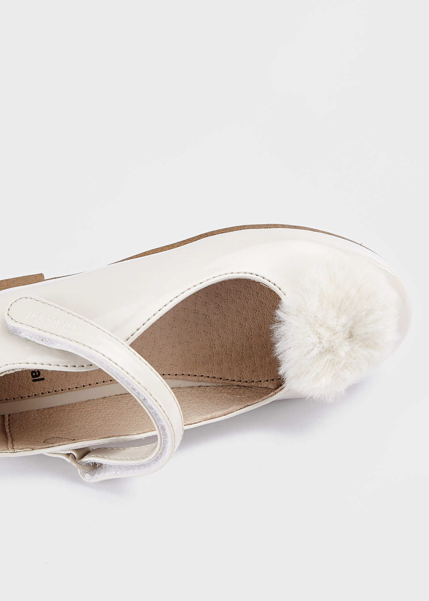 Girl pompom ballet flats sustainable leather