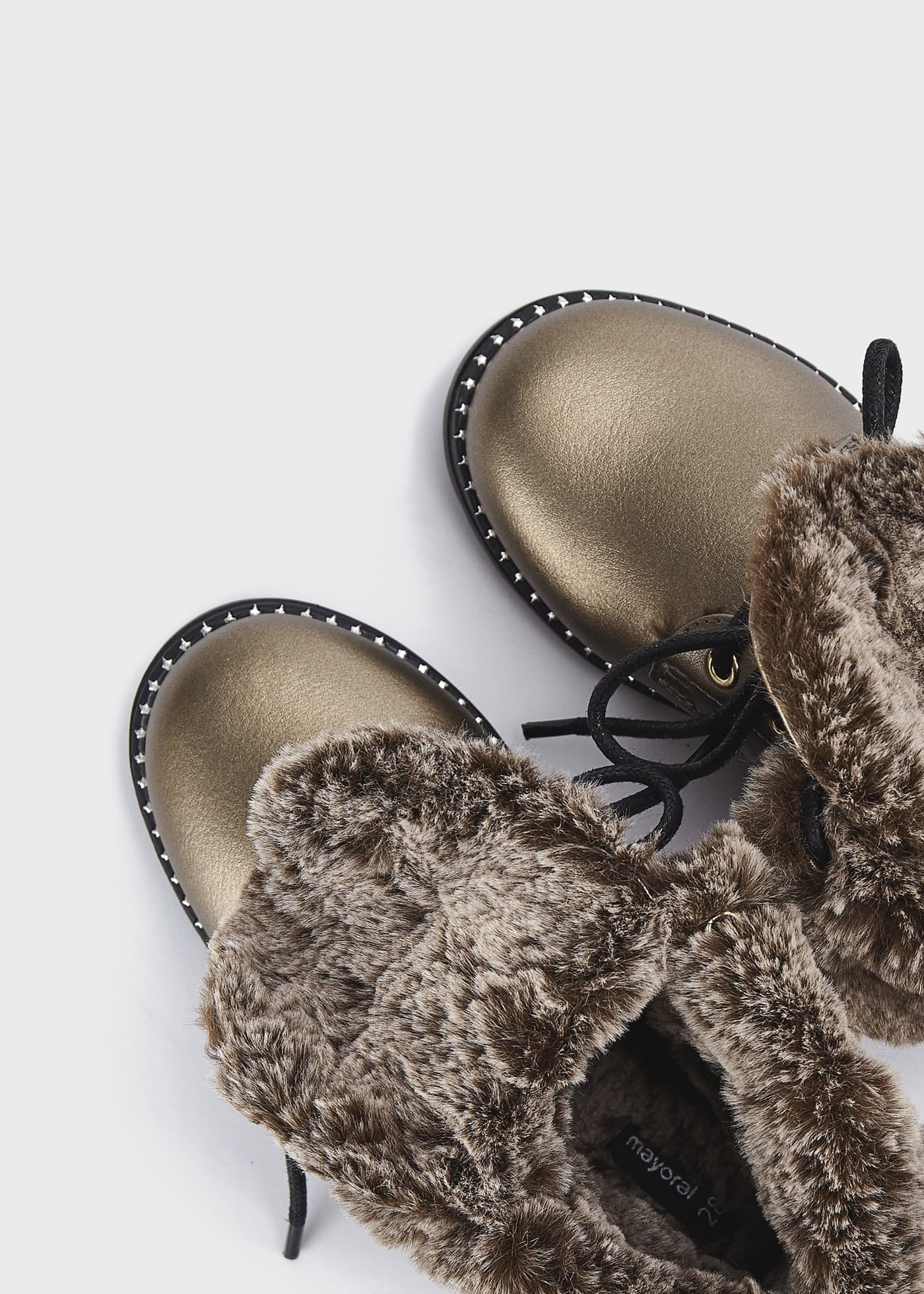 Girl fur lining ankle boots sustainable leather