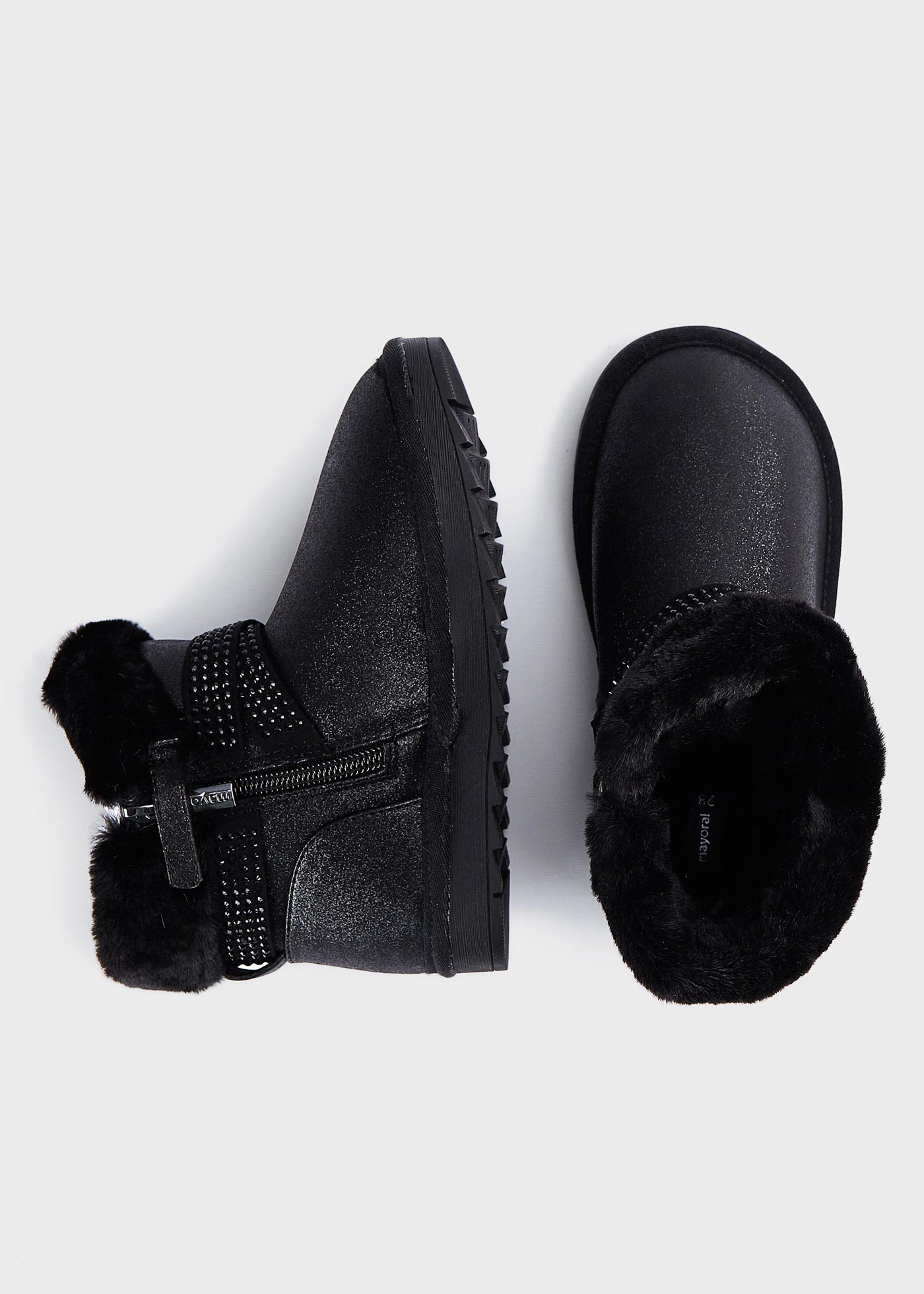 Girl fur lining ankle boots