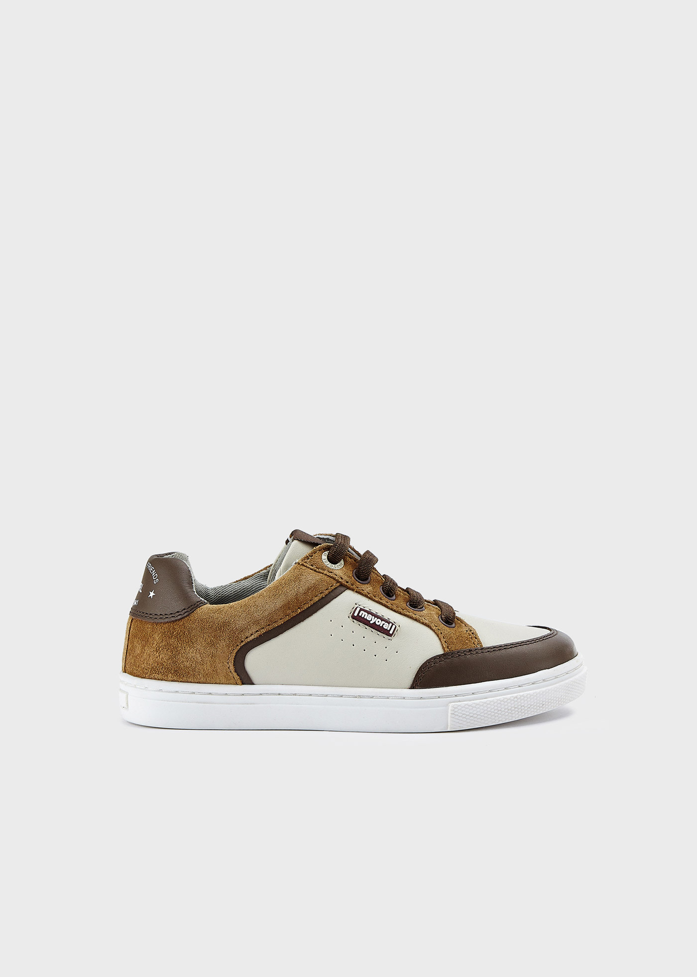 Boy leather trainers with side zip