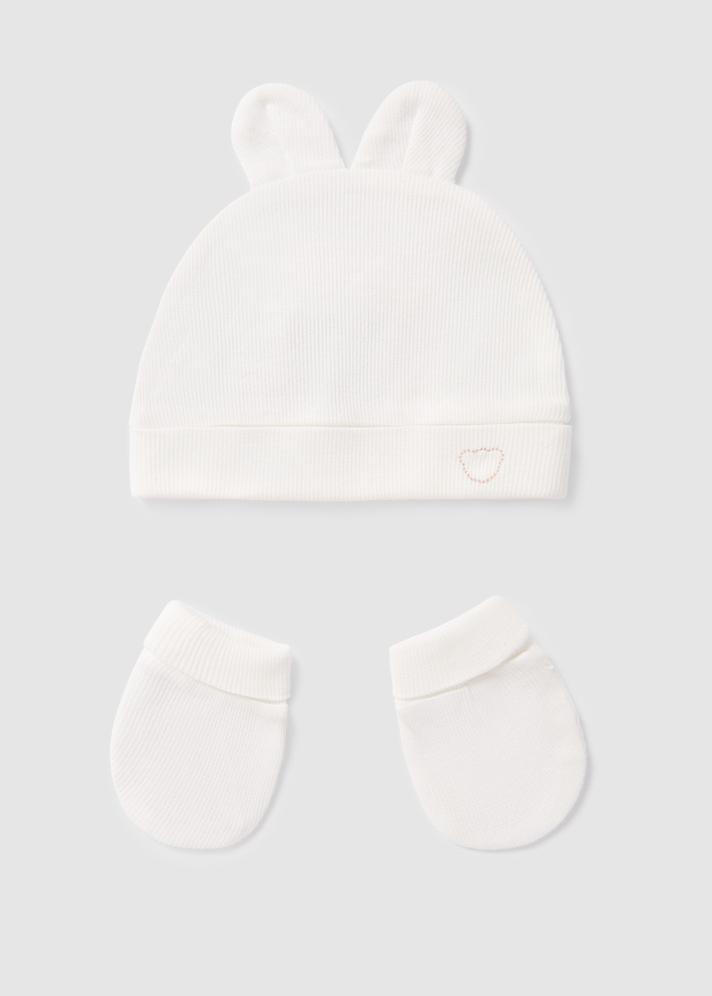 Комплект от шапка и ръкавички от памук Better Cotton за бебе