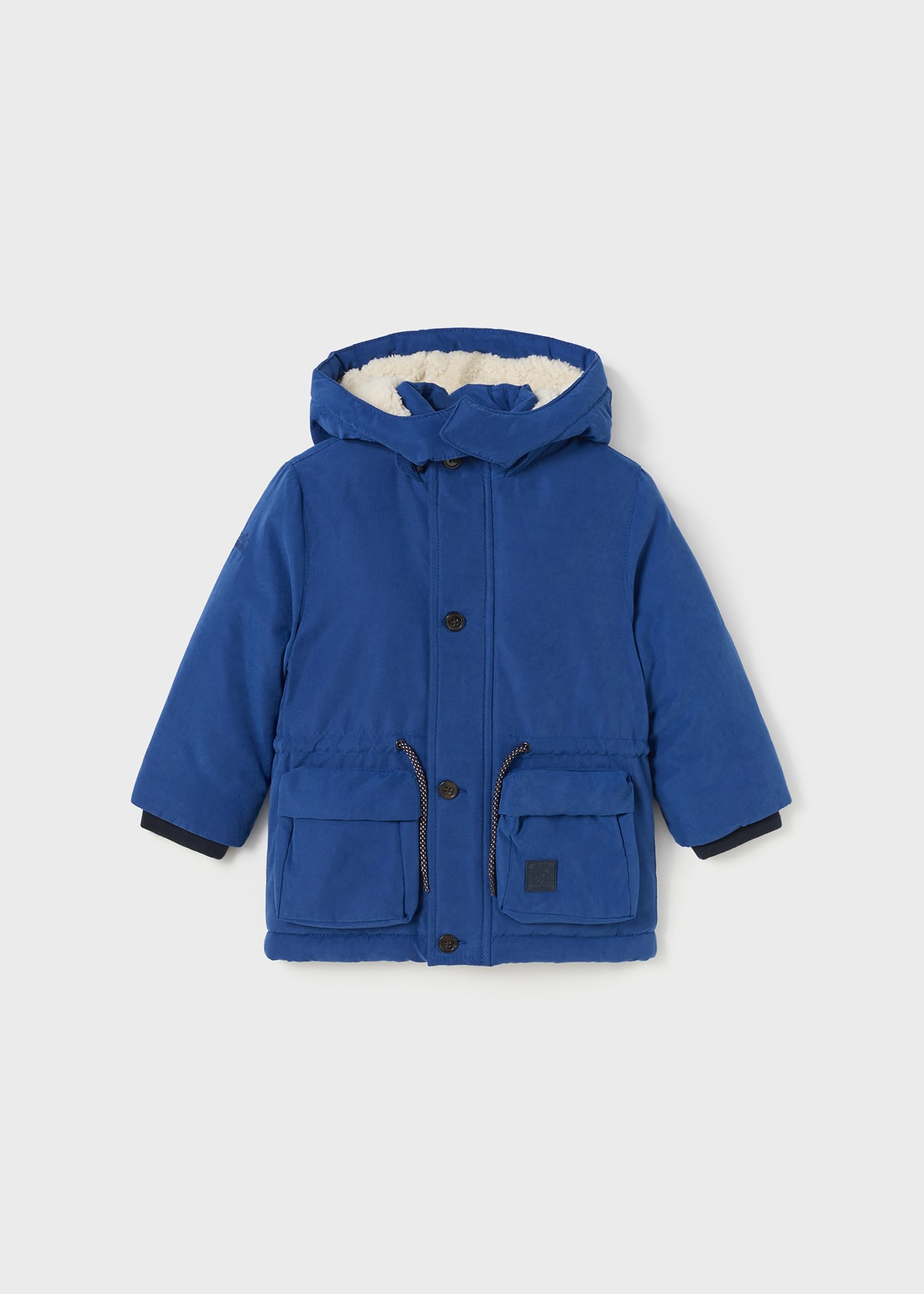 Baby parka with detachable hood