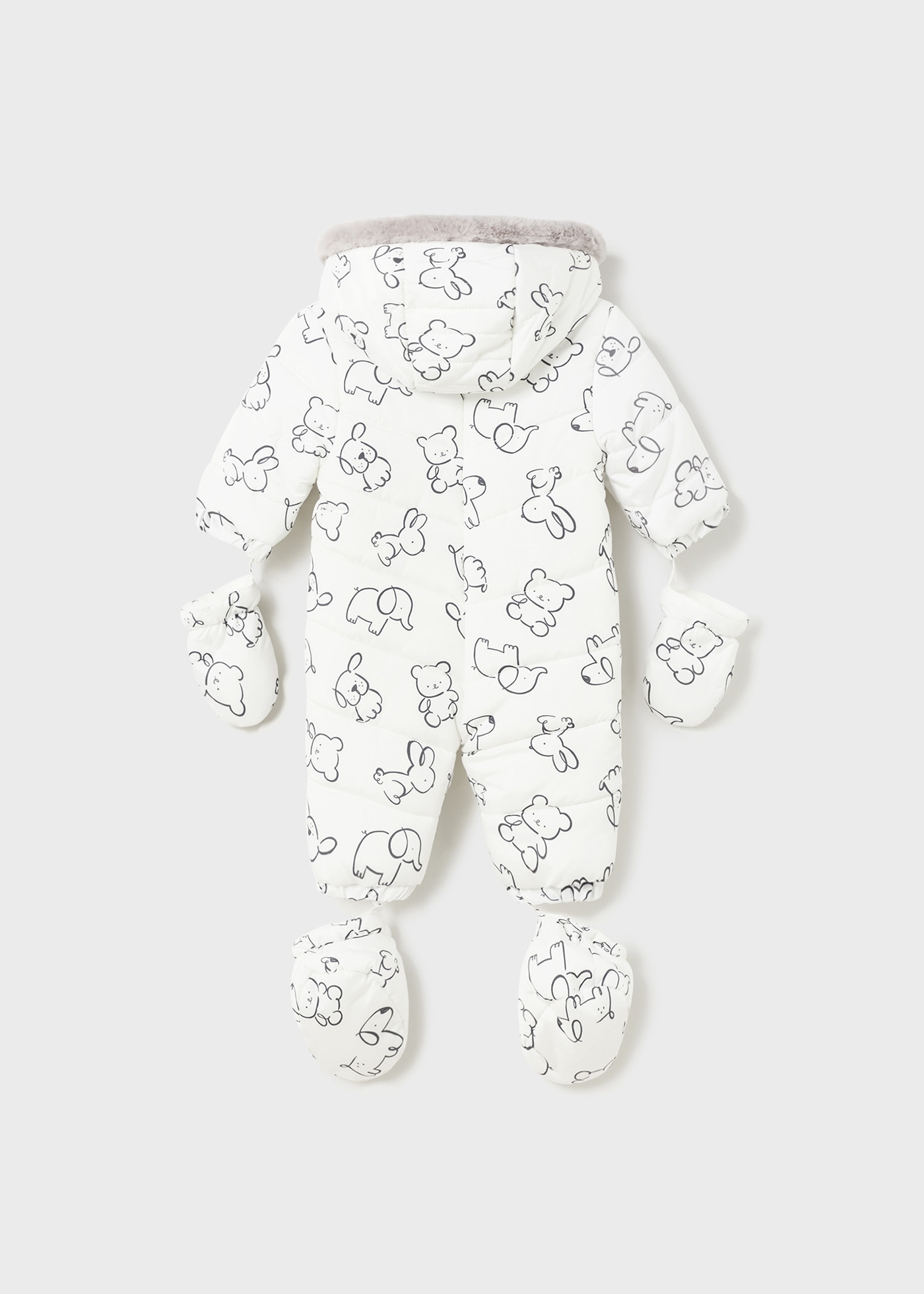 Newborn print snowsuit recycled polyester