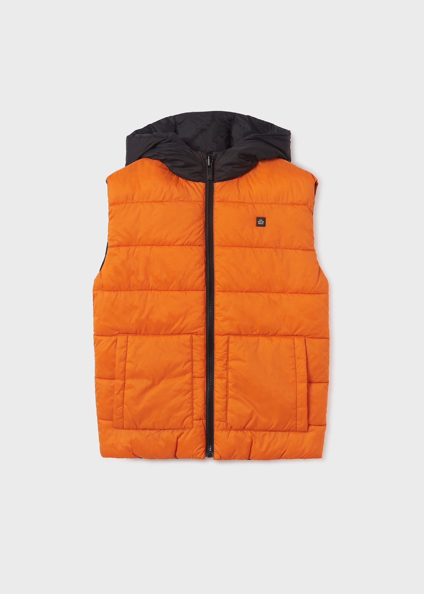 Boys Off White Sleeveless Hooded Puffer Vest With Faux-fur Trim
