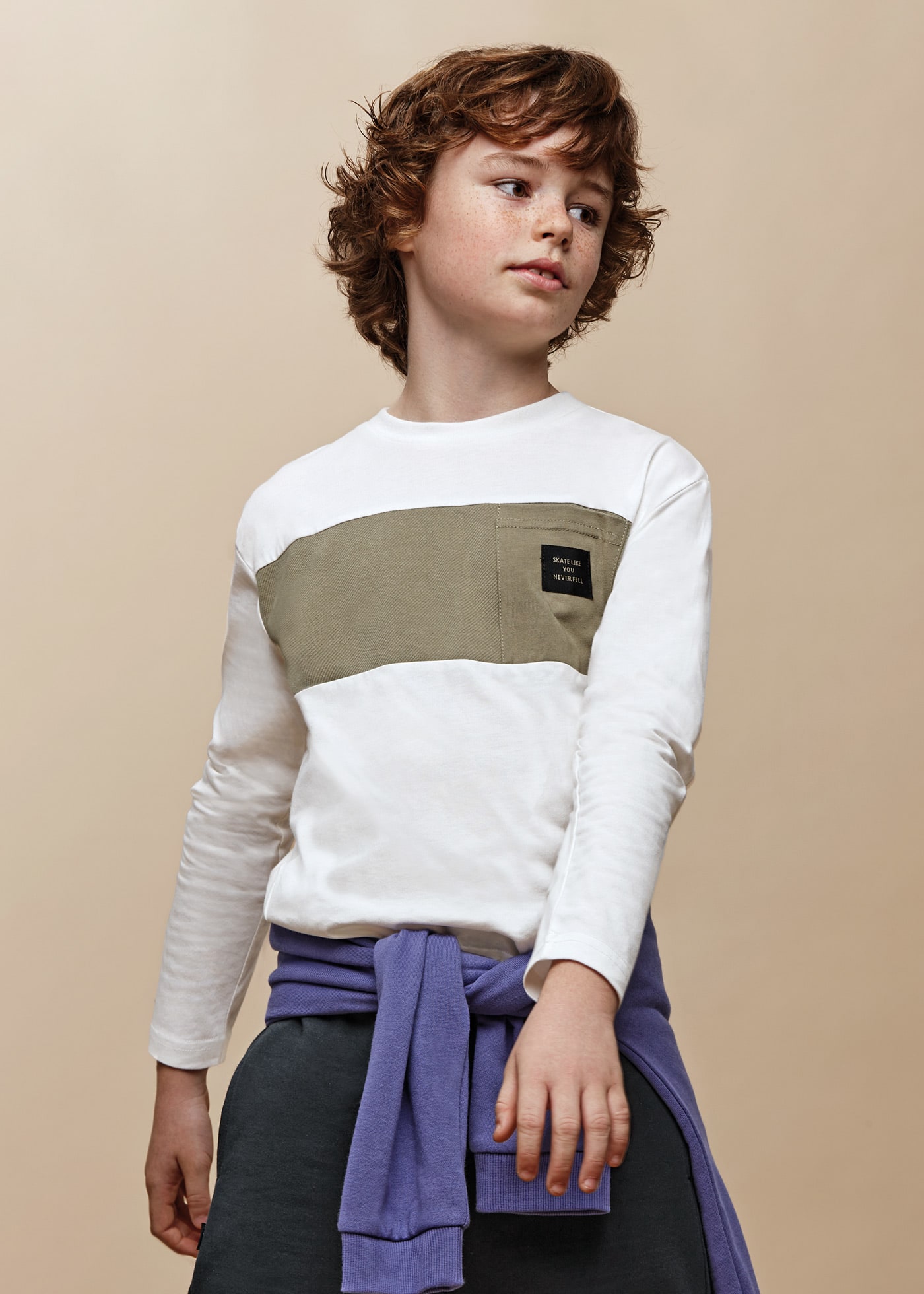 Boy contrast drop shoulder T-shirt