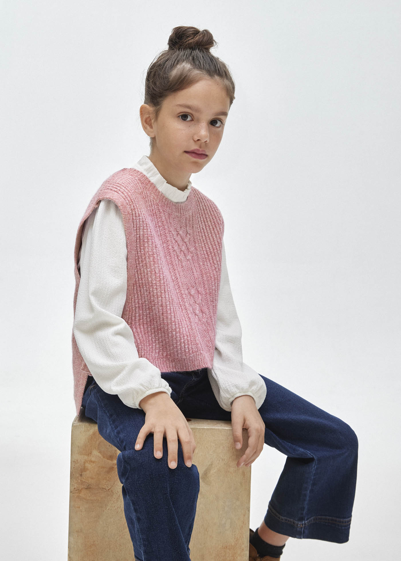 Girl tricot gilet recycled polyester