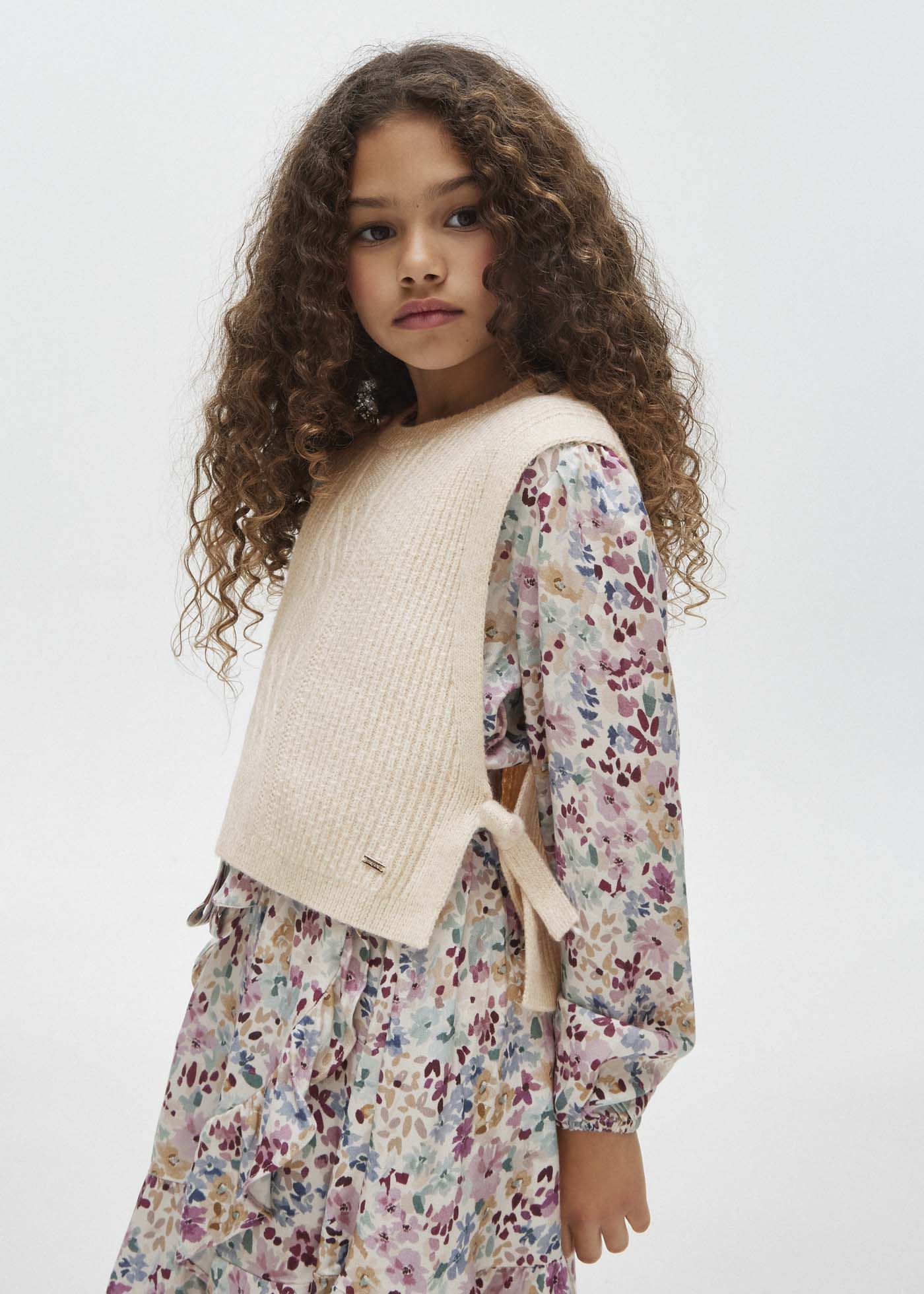 Girl tricot gilet recycled polyester