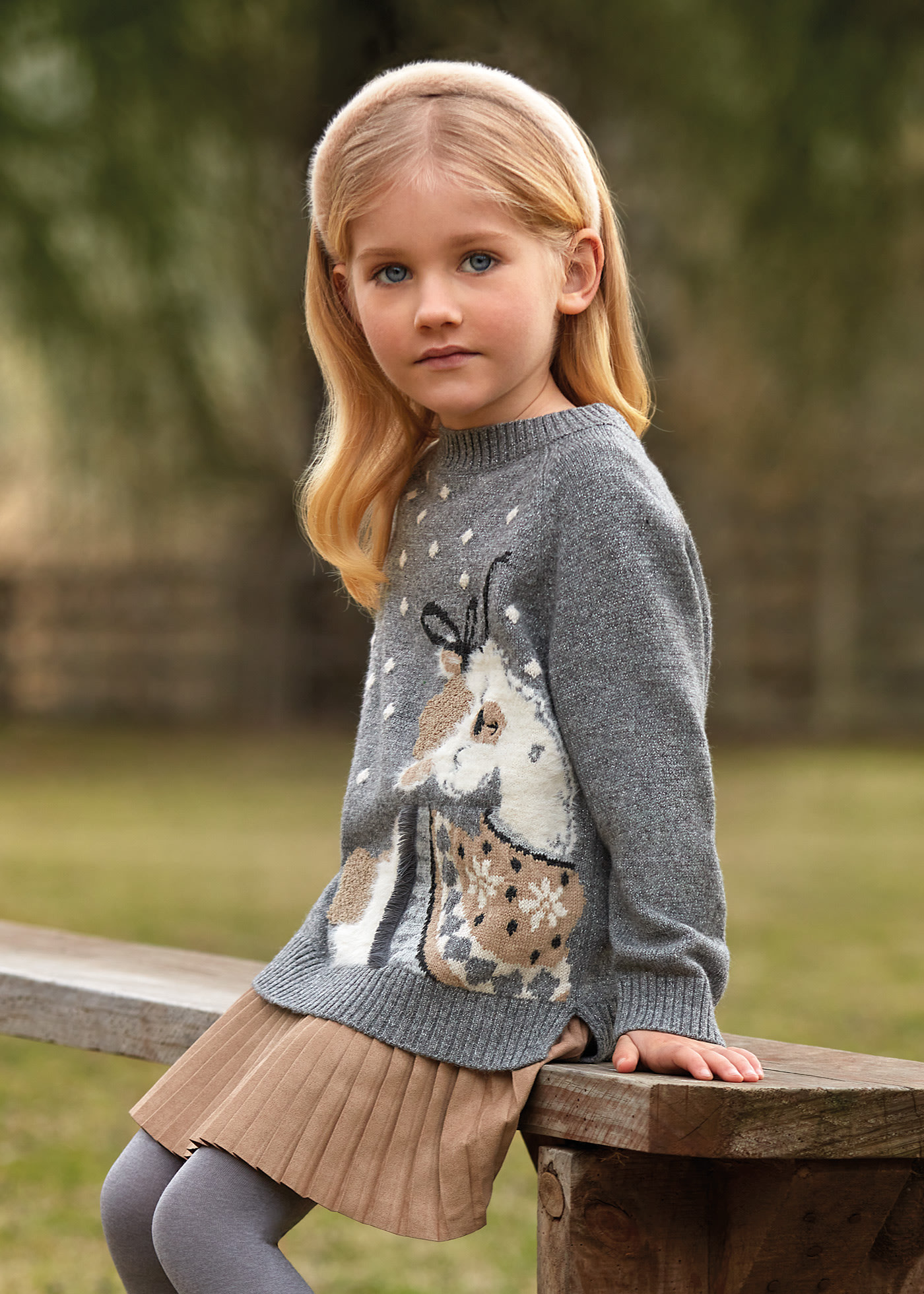 Girl dress with intarsia jumper