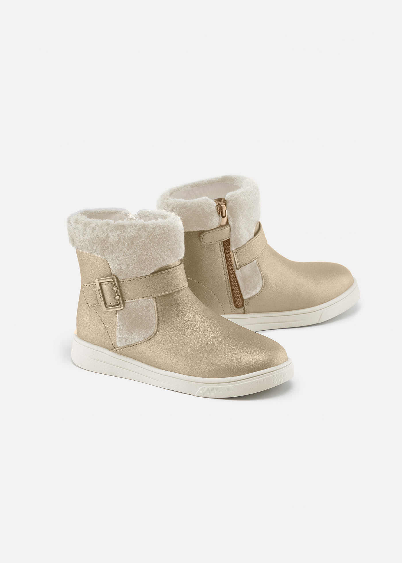 Girl faux fur ankle boots recycled cotton