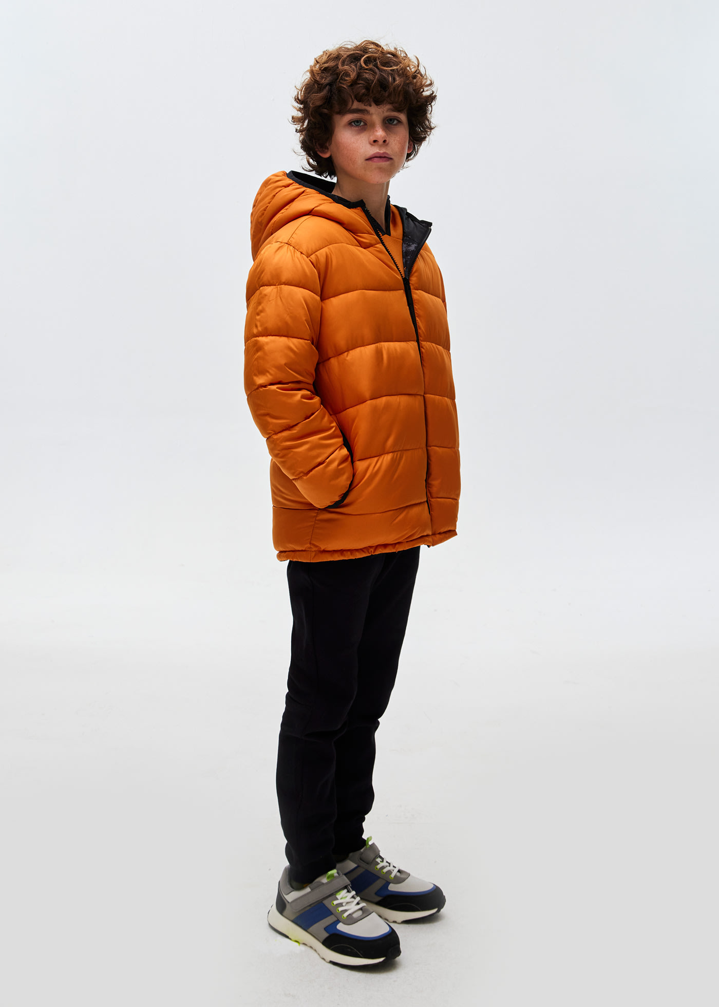 Water-repellent reversible puffer jacket boy