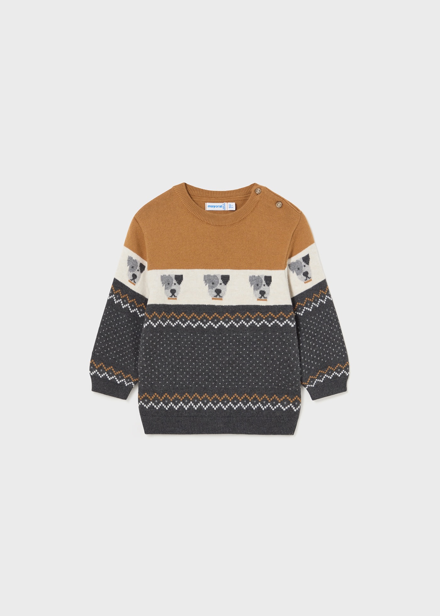 Crew-neck sweater with jacquard-woven pattern