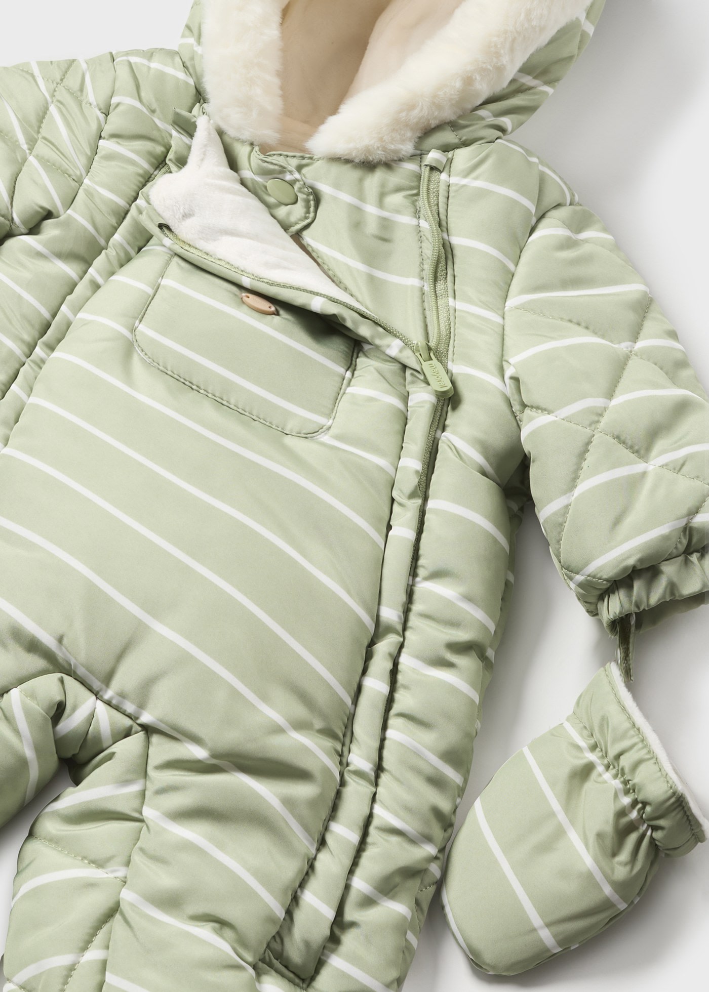 Newborn print snowsuit recycled polyester