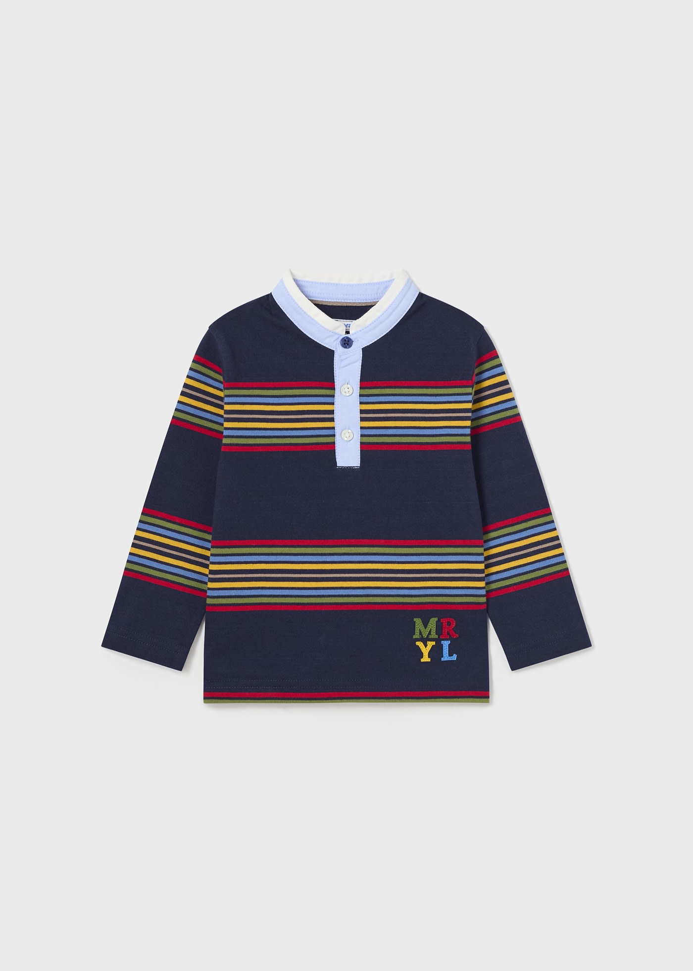 Baby grandad collar striped polo shirt Better Cotton