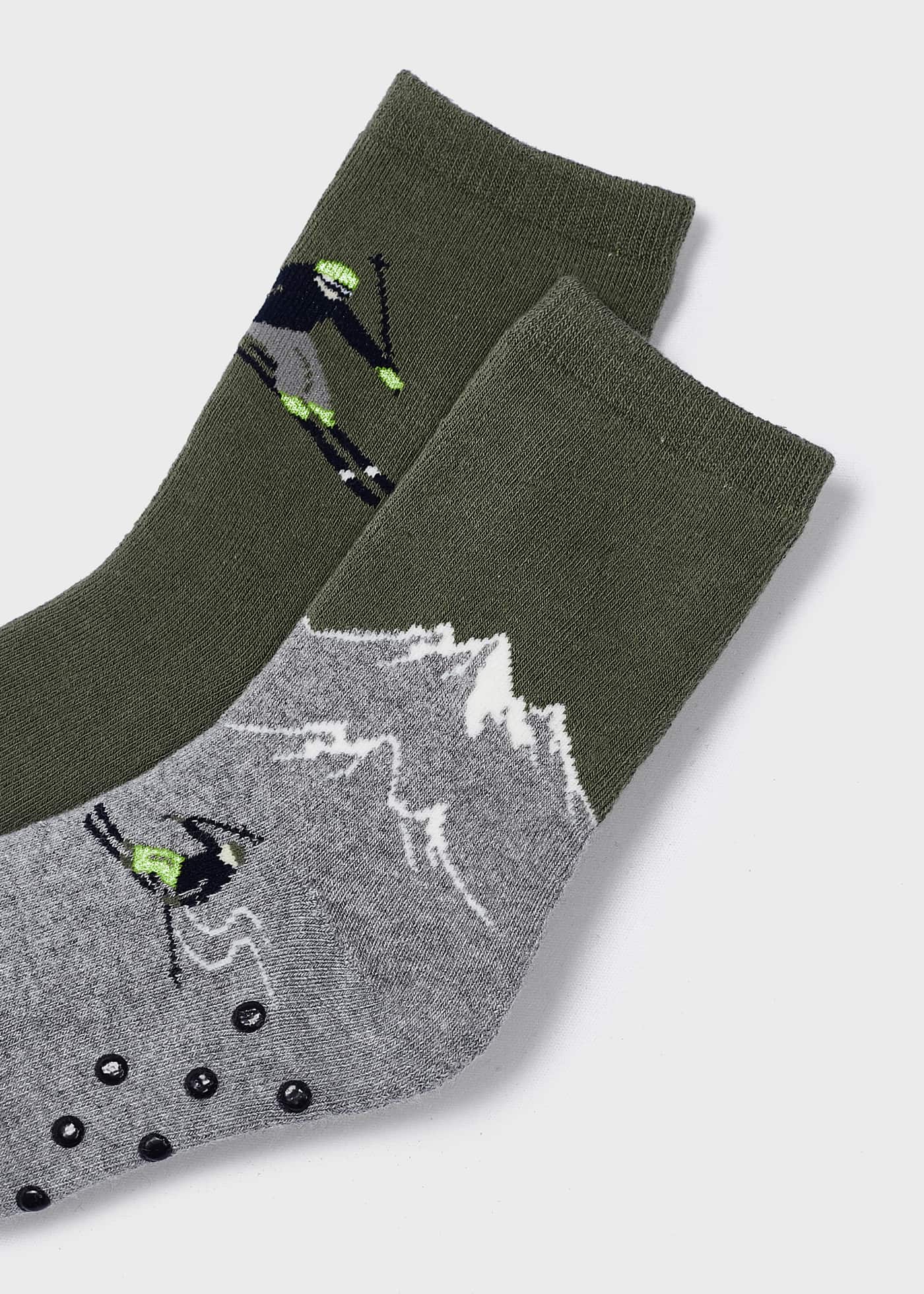 Комплект 2 чифта нехлъзгащи се чорапи от органичен памук за момче
