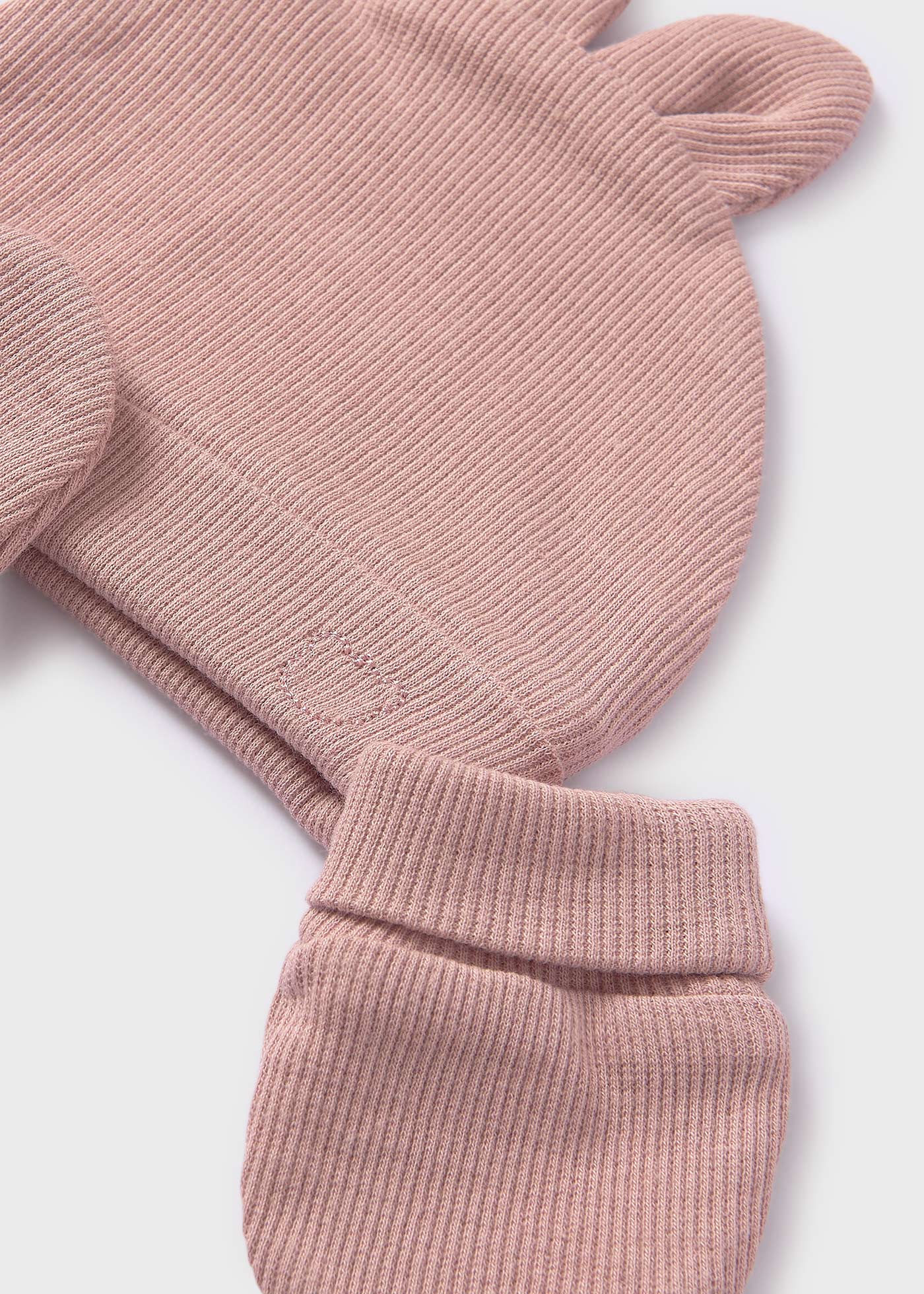 Комплект от шапка и ръкавички от памук Better Cotton за бебе