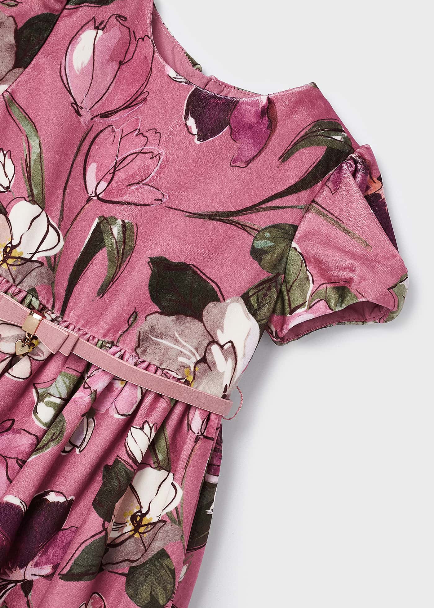 Mayoral Baby Girls Pink Floral Print T-Shirt & Dungaree Skirt Set