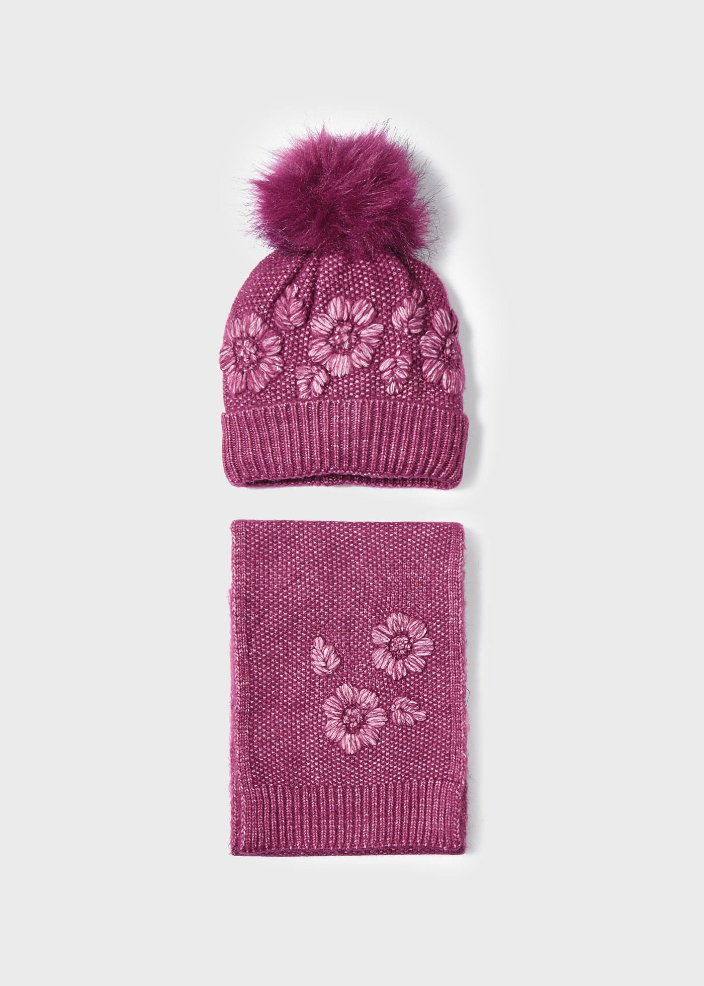 Girl hat and scarf set recycled polyester