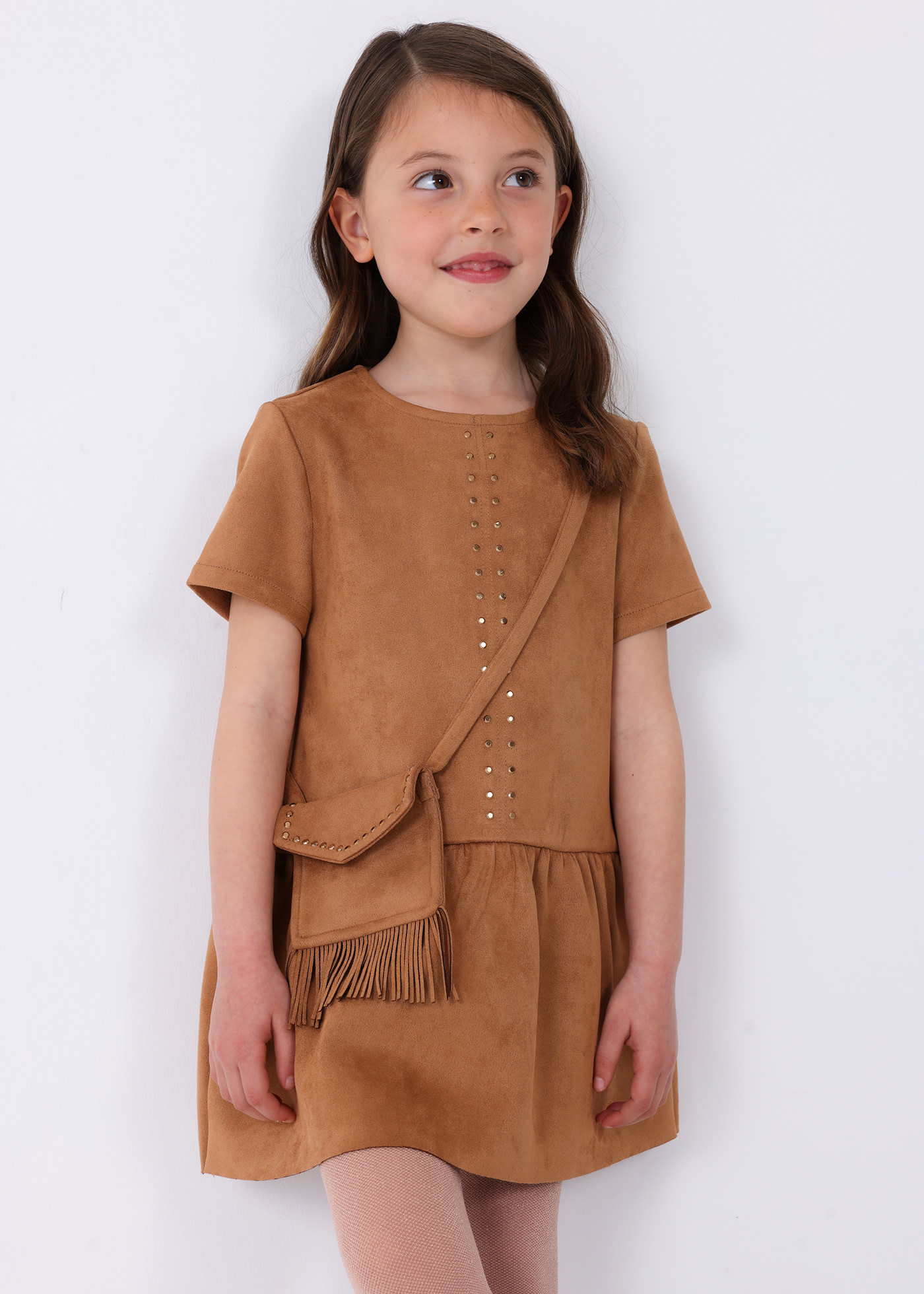 Girl suede dress with bag