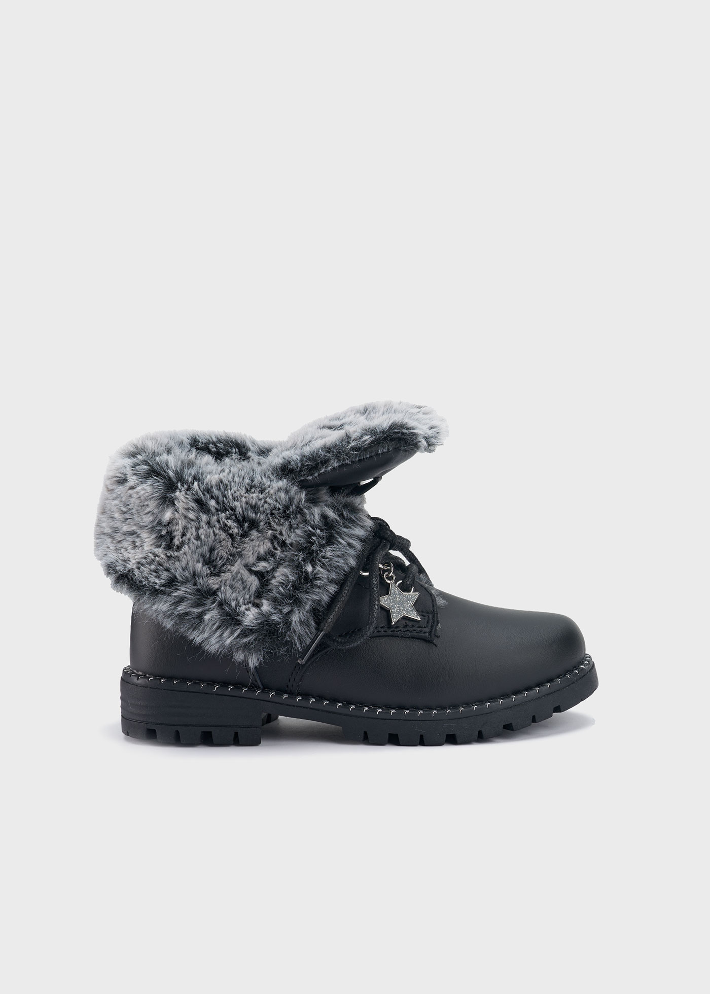 Girl faux fur lining ankle boots sustainable leather