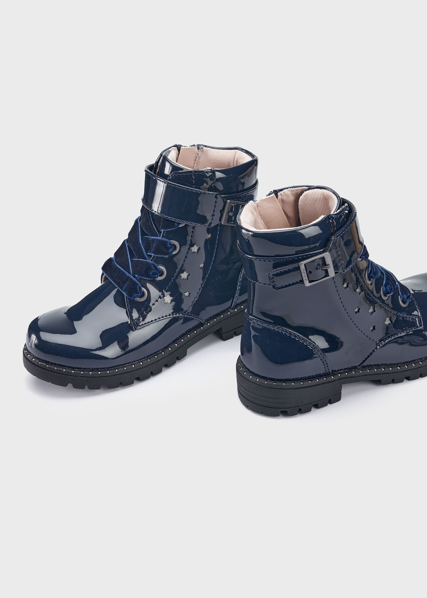 Girls patent 2025 biker boots