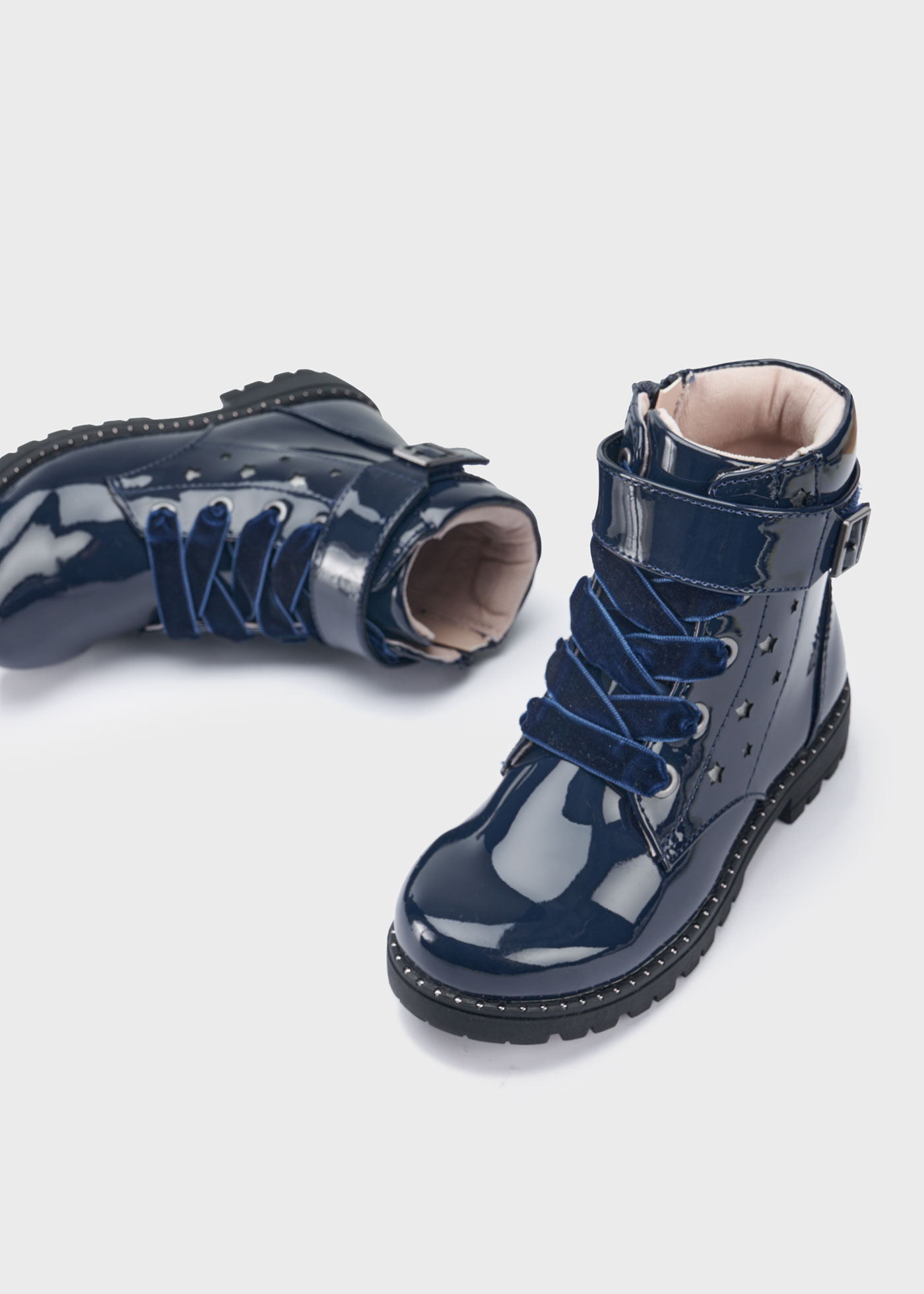 Girls patent sale biker boots