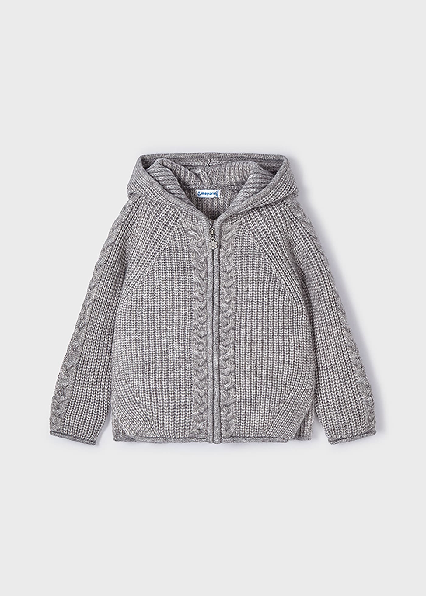 Zip-up hooded knit sweater girl