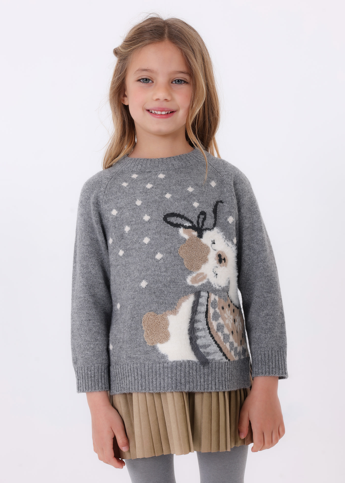 Girl dress with intarsia jumper