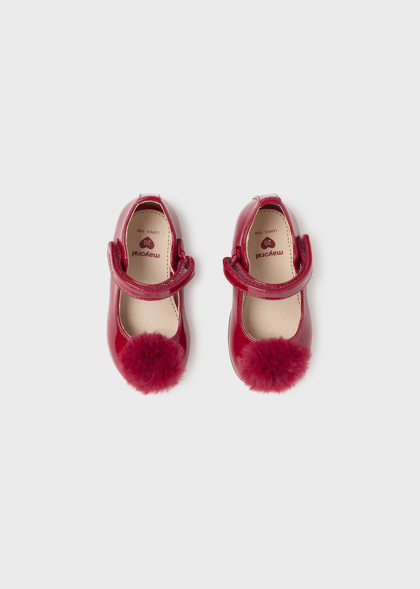 Baby pompom ballet flats sustainable leather