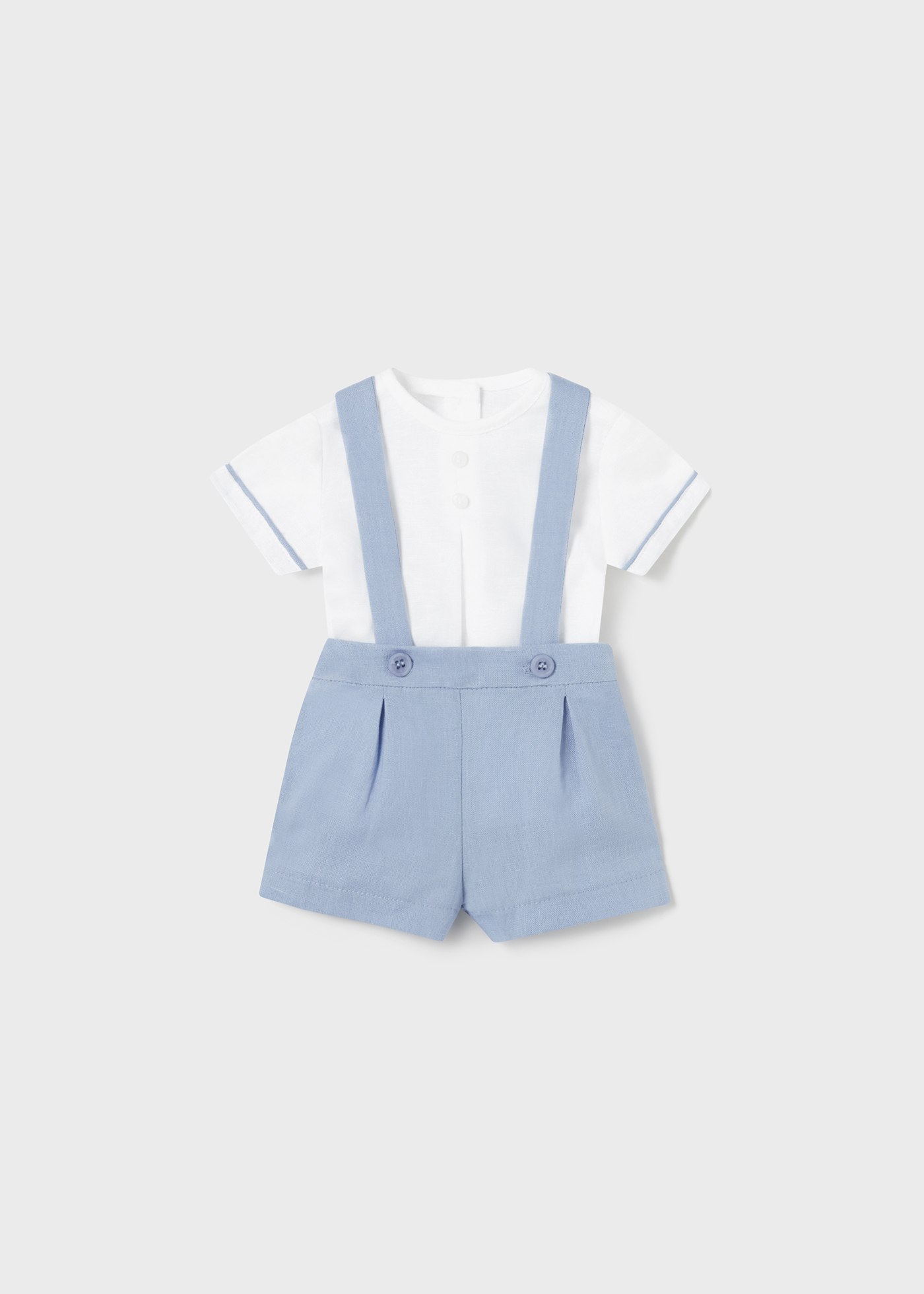 Newborn 2-piece set linen dungarees