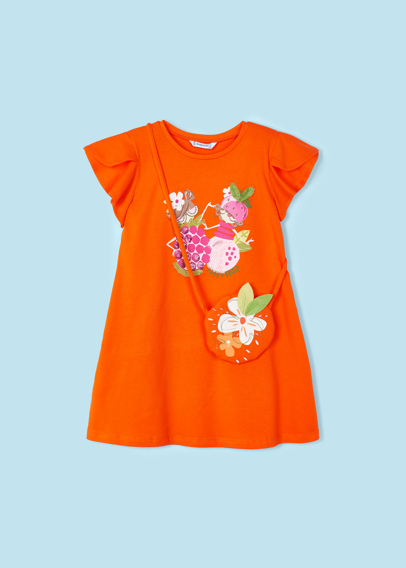 Vestido con bolsa estampada niña