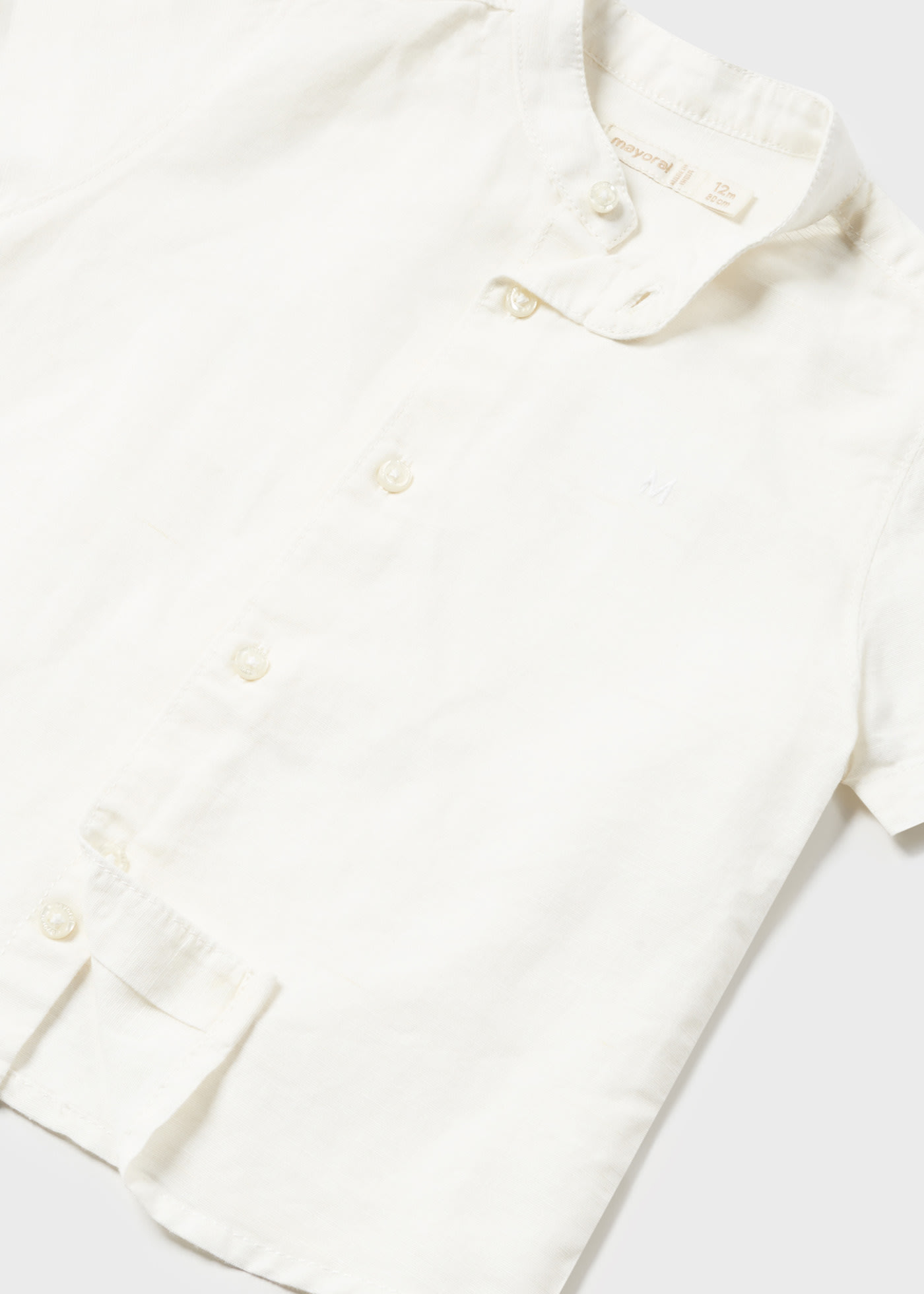 Babyhug Cotton Woven Half Sleeves Mandarin Collar Shirt with Stripes -Light Blue & White